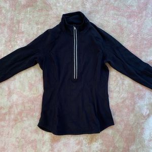 Black Lululemon quarter zip, athletic with ruffles